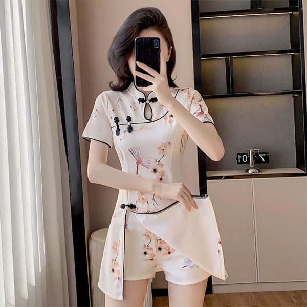 2025 Spring Qipao Dress for Girls, Delicate Floral Print and Chic High Collar Chinese Cheongsam