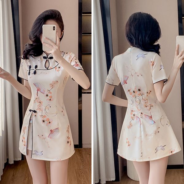 2025 Spring Qipao Dress Set, Traditional Chinese Cheongsam with Elegant Floral Embroidery and High Neckline