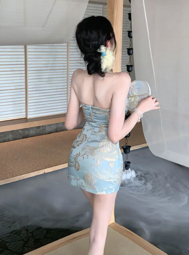 Sexy backless qipao for women with a modern and elegant design.