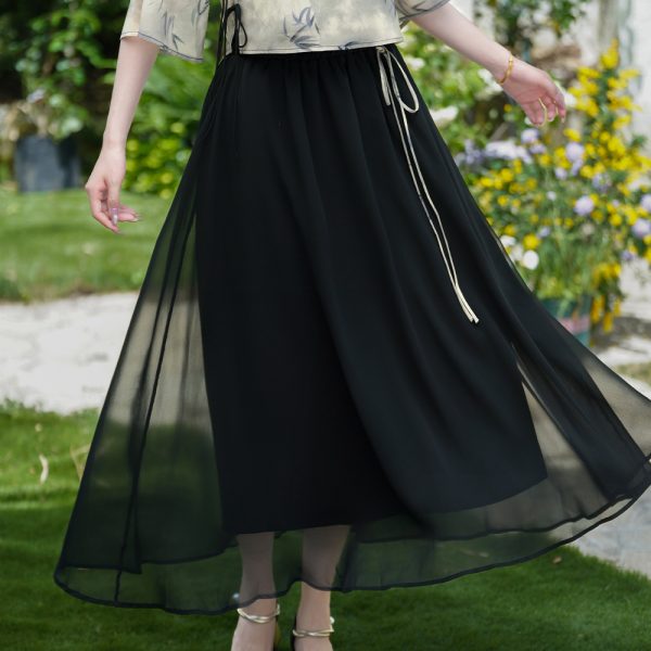 Guofeng bamboo ink print Hanfu-style top for women